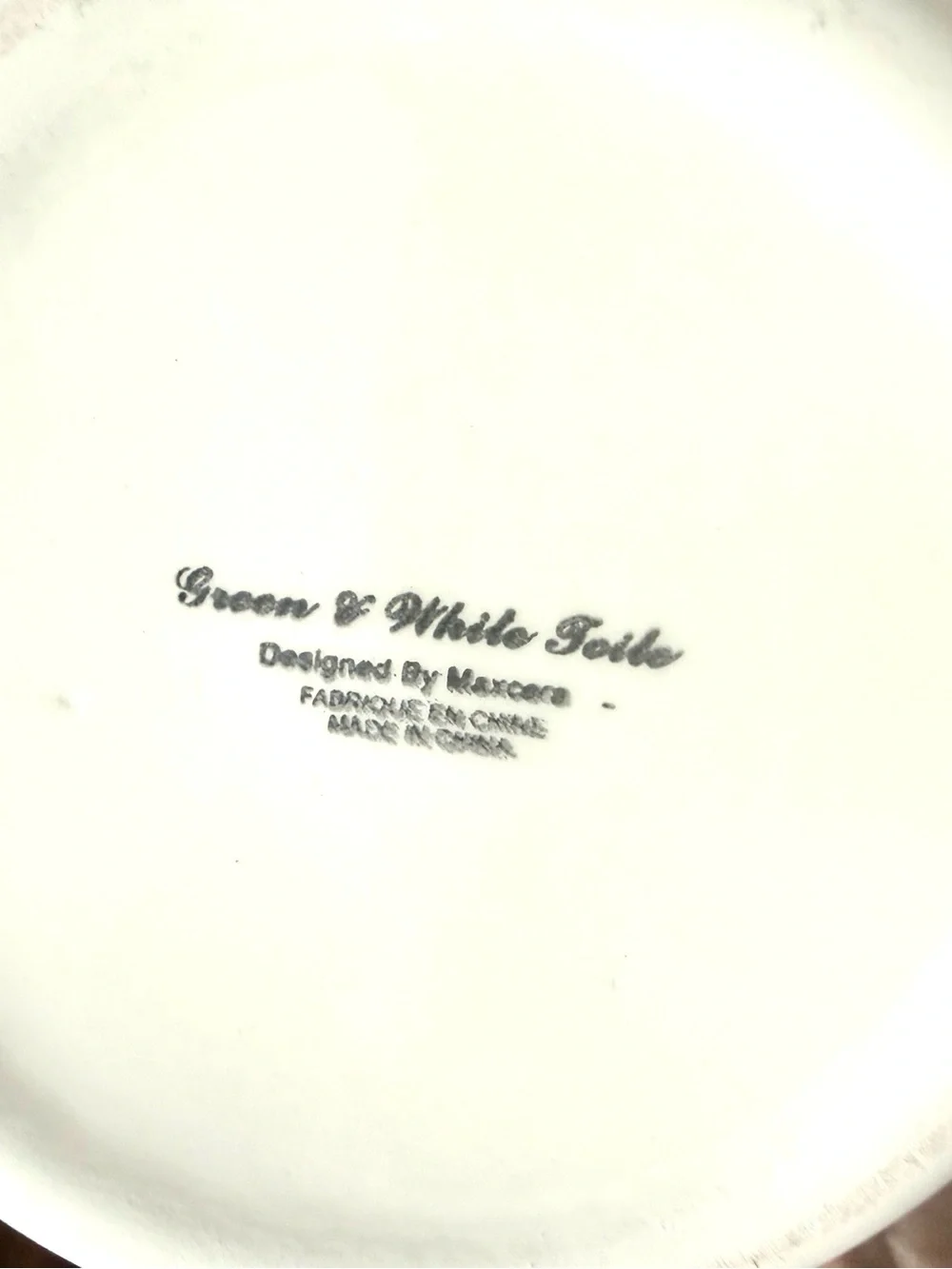 Maxcera Green & White Toile Rabbit Teapot Discontinued  Floral Botanical Cottage